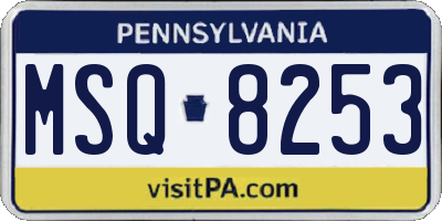 PA license plate MSQ8253