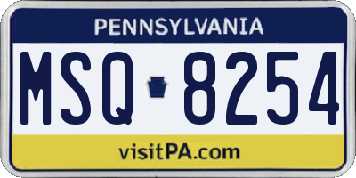 PA license plate MSQ8254
