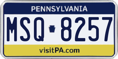 PA license plate MSQ8257