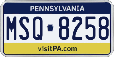 PA license plate MSQ8258