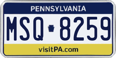 PA license plate MSQ8259