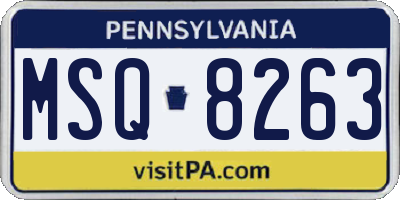 PA license plate MSQ8263