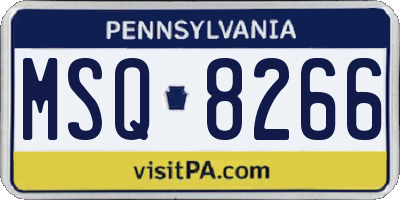 PA license plate MSQ8266