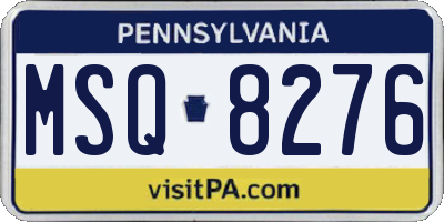 PA license plate MSQ8276