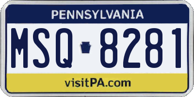 PA license plate MSQ8281