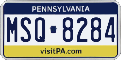 PA license plate MSQ8284