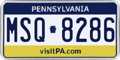 PA license plate MSQ8286