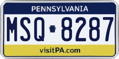PA license plate MSQ8287