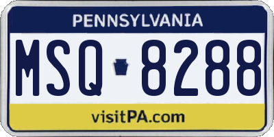PA license plate MSQ8288