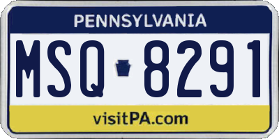 PA license plate MSQ8291