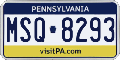 PA license plate MSQ8293
