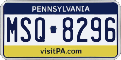 PA license plate MSQ8296