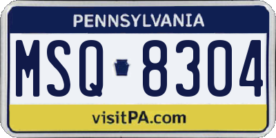 PA license plate MSQ8304