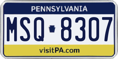 PA license plate MSQ8307