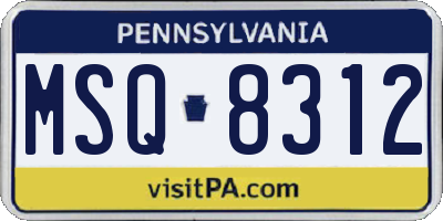 PA license plate MSQ8312