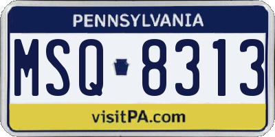 PA license plate MSQ8313