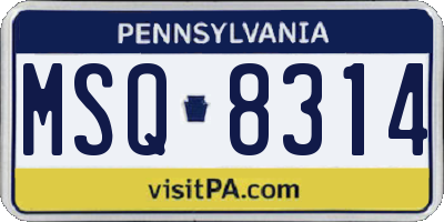 PA license plate MSQ8314
