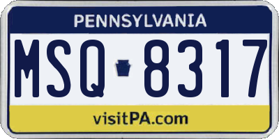 PA license plate MSQ8317