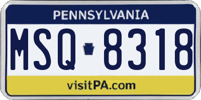PA license plate MSQ8318