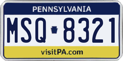 PA license plate MSQ8321