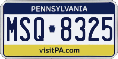 PA license plate MSQ8325
