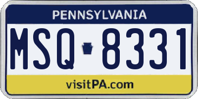 PA license plate MSQ8331