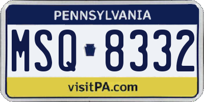 PA license plate MSQ8332