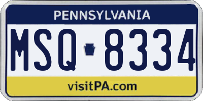 PA license plate MSQ8334