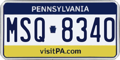 PA license plate MSQ8340