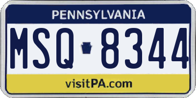 PA license plate MSQ8344