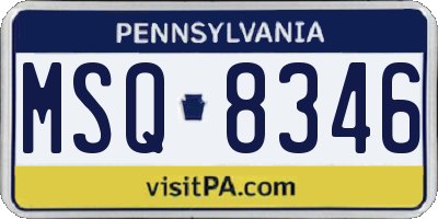 PA license plate MSQ8346