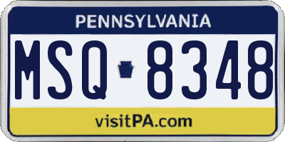 PA license plate MSQ8348