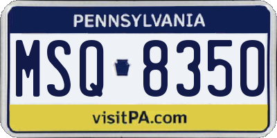 PA license plate MSQ8350