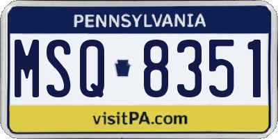 PA license plate MSQ8351