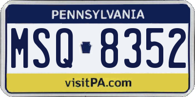 PA license plate MSQ8352