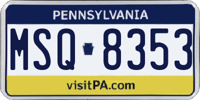 PA license plate MSQ8353