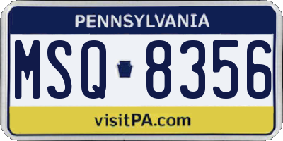 PA license plate MSQ8356