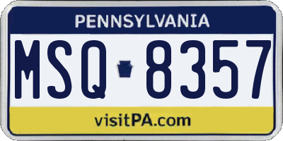 PA license plate MSQ8357
