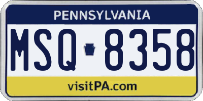 PA license plate MSQ8358
