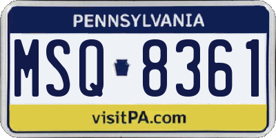 PA license plate MSQ8361