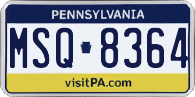 PA license plate MSQ8364