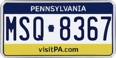 PA license plate MSQ8367