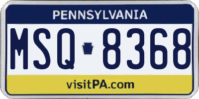 PA license plate MSQ8368