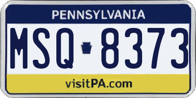 PA license plate MSQ8373
