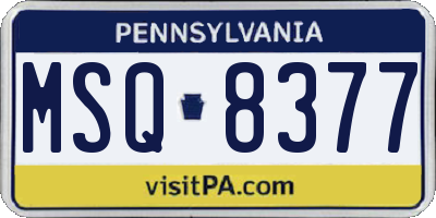 PA license plate MSQ8377