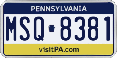 PA license plate MSQ8381