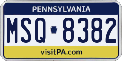 PA license plate MSQ8382