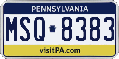 PA license plate MSQ8383