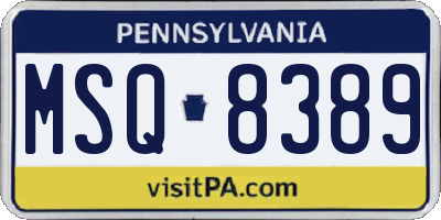PA license plate MSQ8389