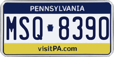 PA license plate MSQ8390